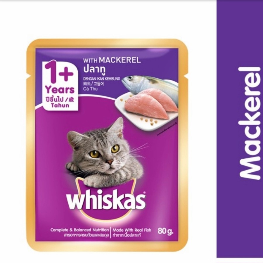 Whiskas 80 gr Makanan Kucing Basah Pouch Rasa Mackerel