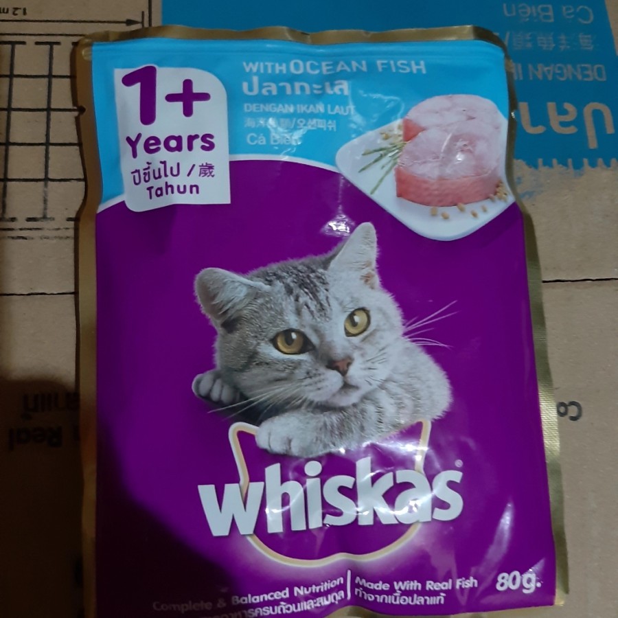 Whiskas 80 gr Makanan Kucing Basah Pouch Rasa Ocean Fish